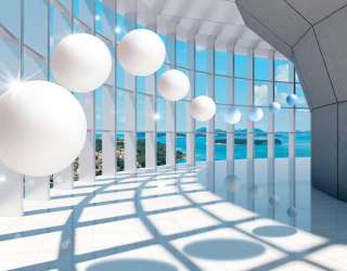 Фотошпалери Коридор з кулями та вікном 20109