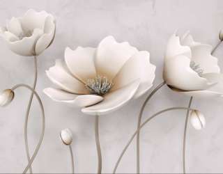 Фотошпалери Керамічні квіти на бежевому тлі 20200