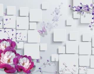 Фотошпалери Квіти, стіна, квадрати 15735